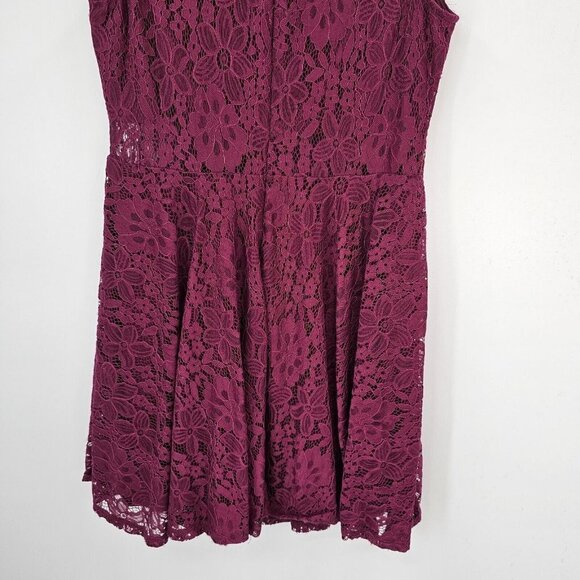 Lulus Red Skater Dress Lace Work Wedding Date Night Cute Sleeveless XL Flirty - Picture 7 of 11